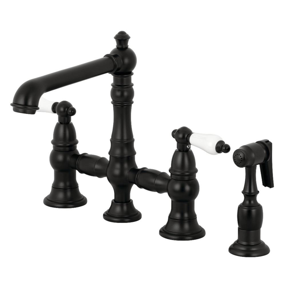 Kingston Brass English Country 2 Handle Bridge Kitchen Faucet With
