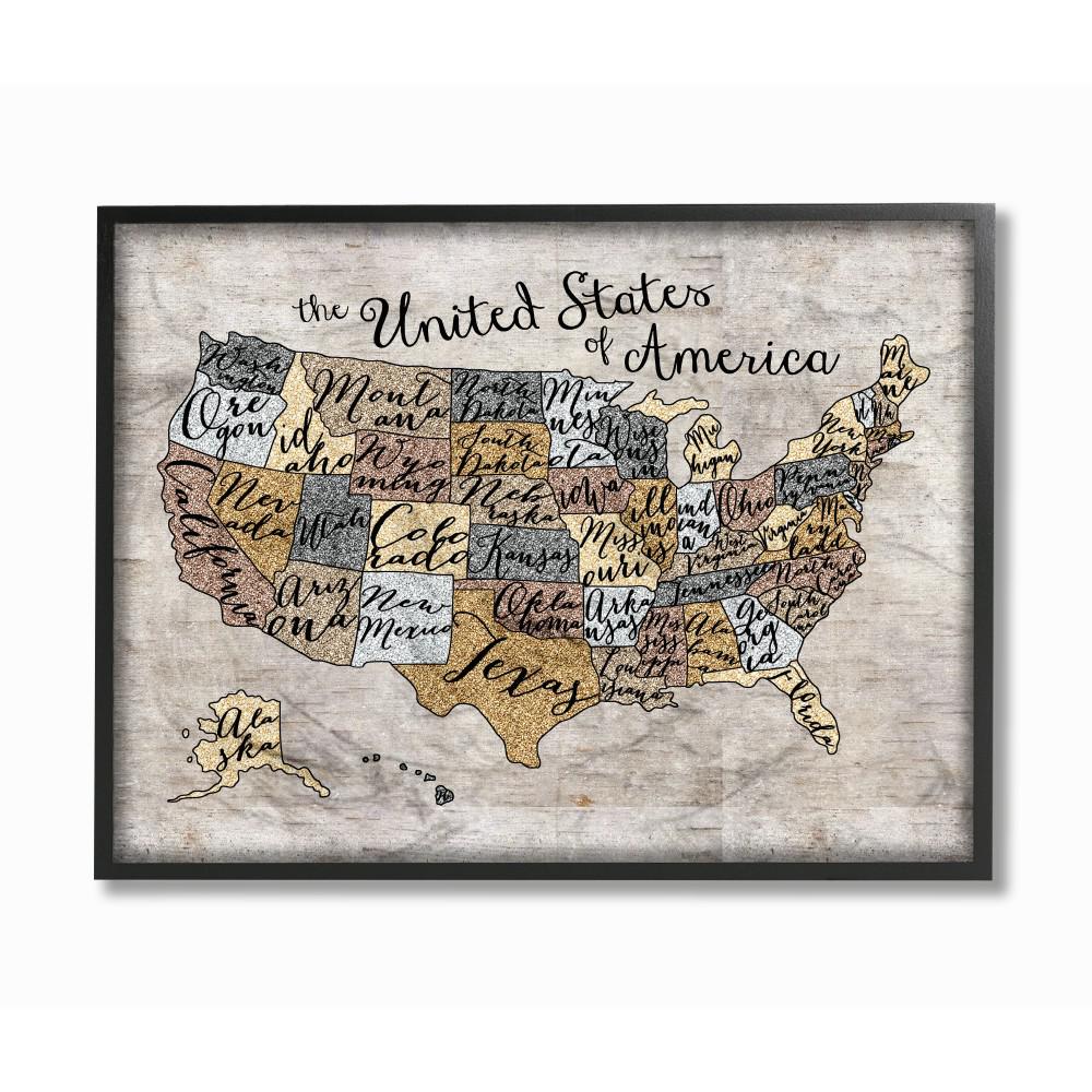 Stupell Industries 11 In X 14 In United States Map Typography