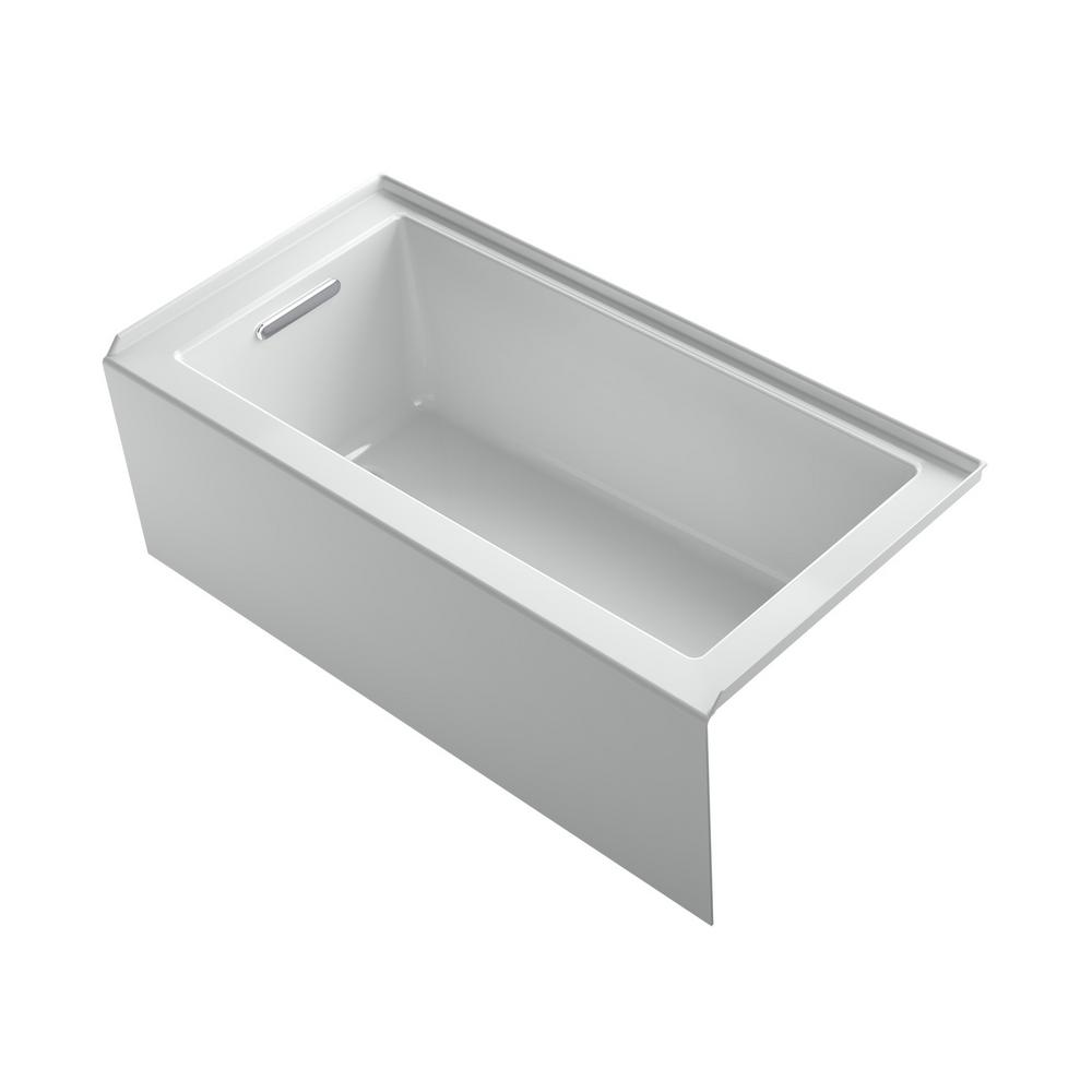 Kohler Underscore 60 In Rectangular Alcove Left Drain Bathtub In Ice Grey