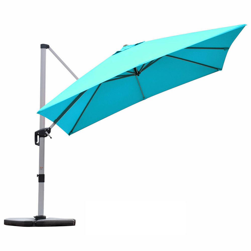 Casainc 10 Ft Aluminum Cantilever Solar 360 Degree Tilt Half Square Patio Umbrella In Blue Wfop70233ny The Home Depot