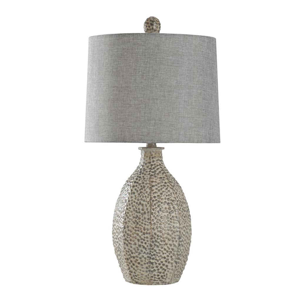 Stylecraft 28 In Bokava Table Lamp With Textured Grey Hardback Bokava Table Lamp With Textured Grey Hardback Fabric Shade