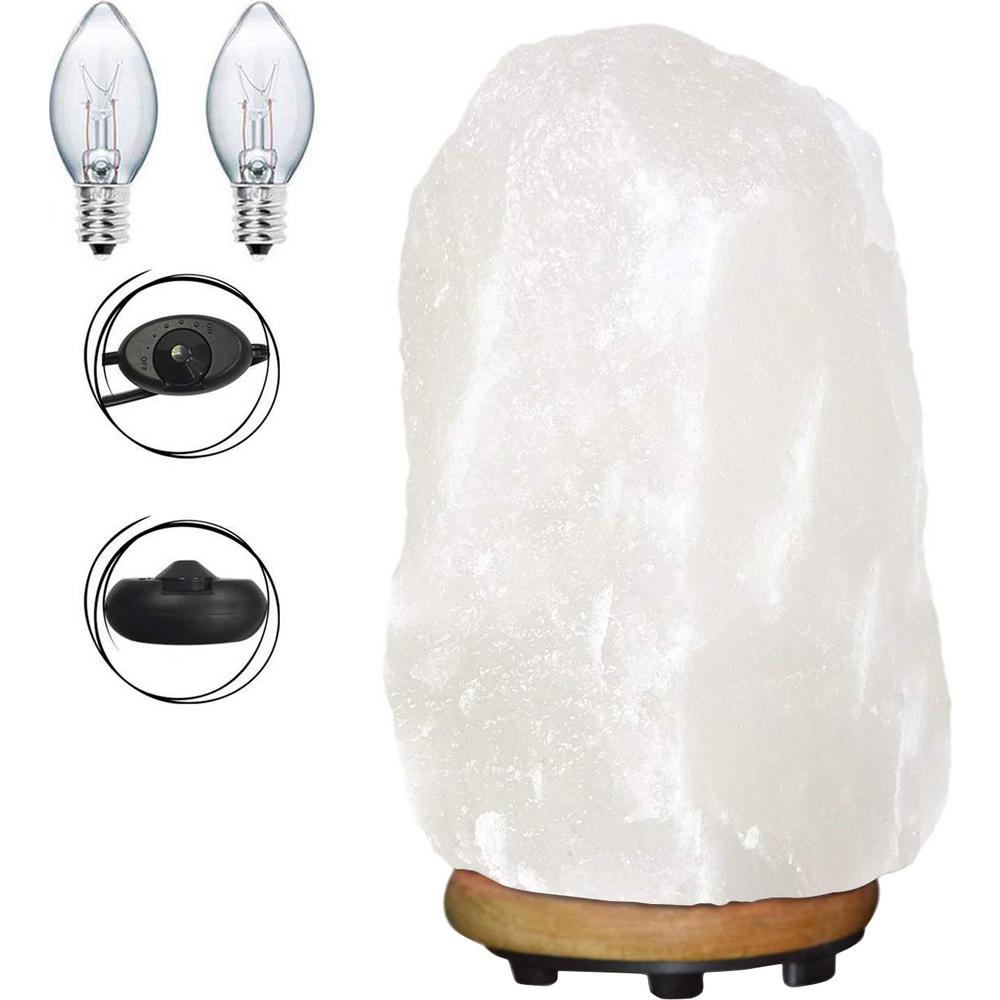 Himalayan Glow Rare Large Natural White Salt lamp with 2 Free Bulbs, 5-7 Lbs.