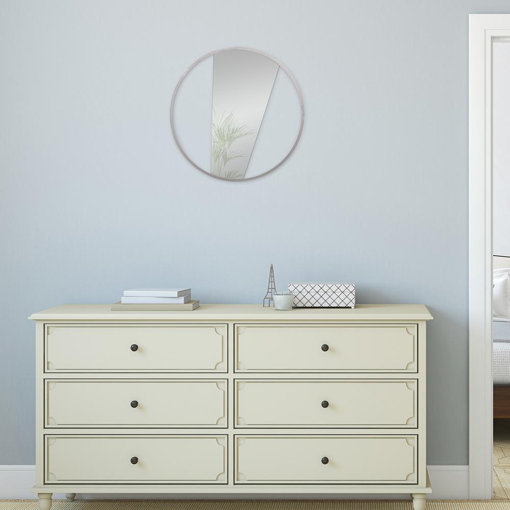 Pinnacle Geometric Cut Out Round Decorative Silver Mirror18053786