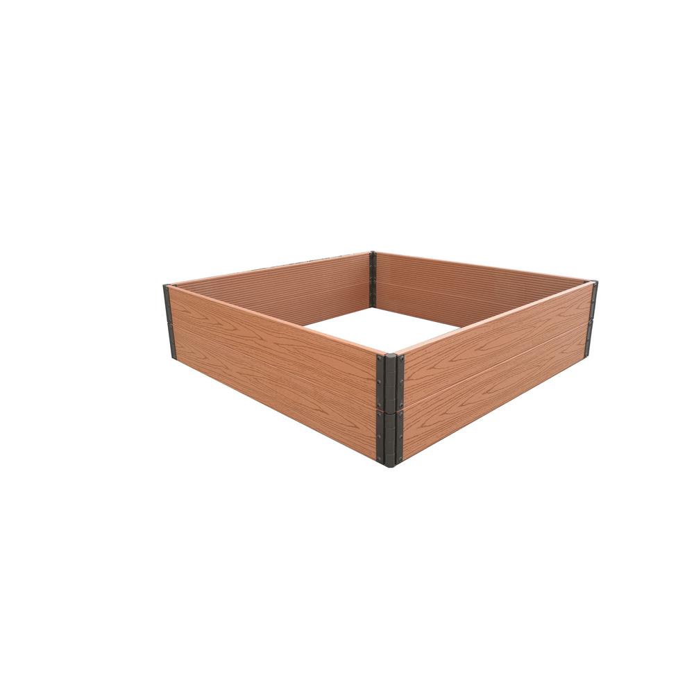 Vigoro 4 Ft X 4 Ft Brown Wood And Plastic Composite Raised Garden Bed Ythd18042701 The Home Depot