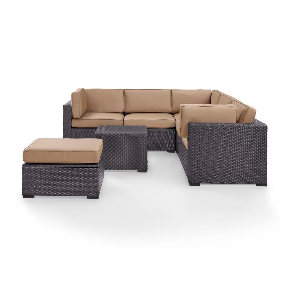 Crosley Biscayne 5 Piece Wicker Patio Conversation Set With Mocha Cushions Ko70106br Mo The Home Depot