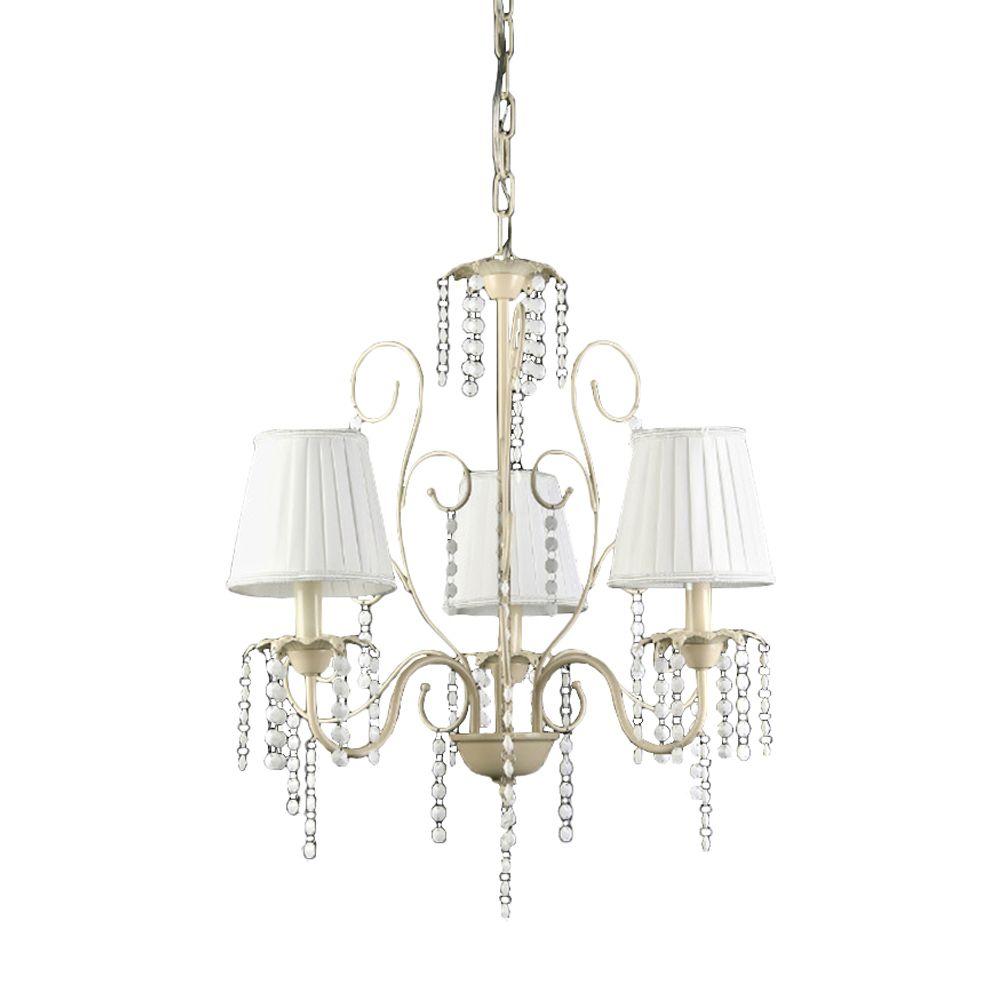 White No Additional Accessories Crystal Chandeliers Lighting Elle 3 Light White Indoor Crystal Chandelier With Shade