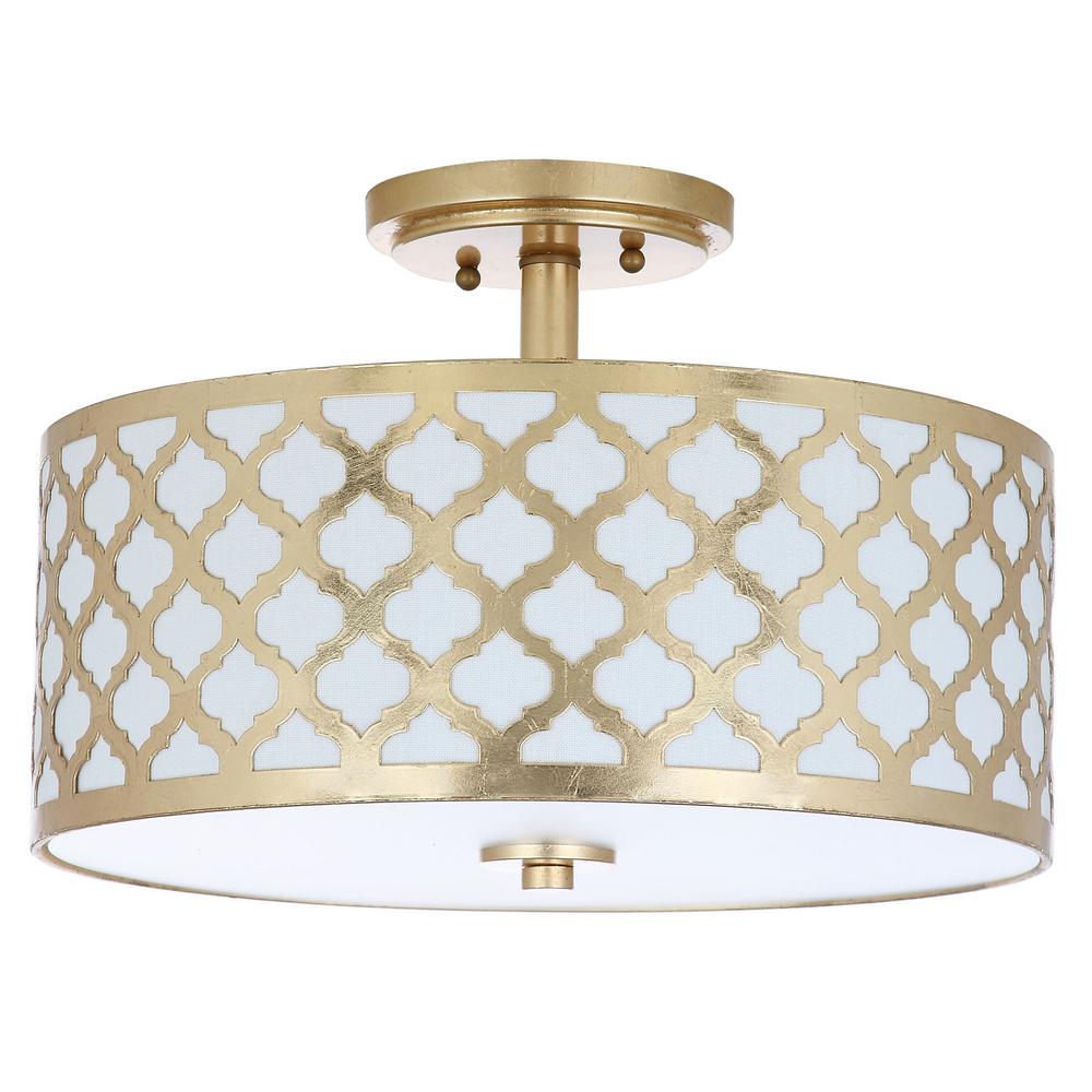 Safavieh Kora Quatrefoil 15 In 3 Light Gold Flush Mount