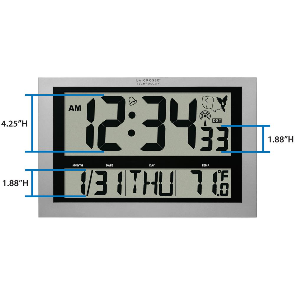 Jumbo Rectangle Digital Atomic Wall Clock Temperature Plastic Frame ...