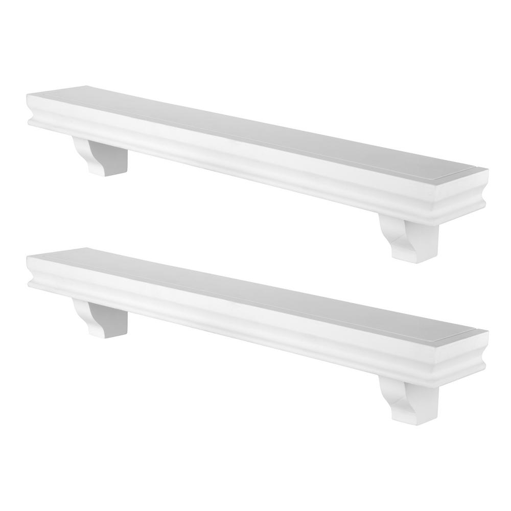 Danya B Decorative 24 White Floating Wall Display Ledge Shelves Set   White Danya B Decorative Shelving Accessories Br14023wh 64 1000 