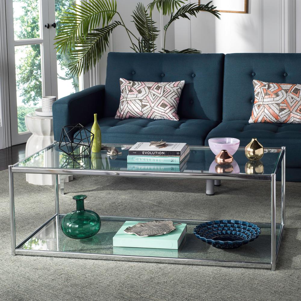 Safavieh Zola Glass Chrome Coffee Table Mmt6000a The Home Depot Safavieh Zola Glass Chrome Coffee Table