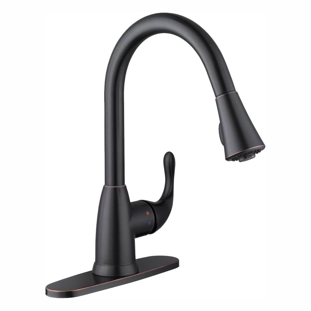 Reviews For Glacier Bay Market Single Handle Pull Down Kitchen Faucet With TurboSpray And FastMount In Bronze HD67551 0327H2 The Home Depot