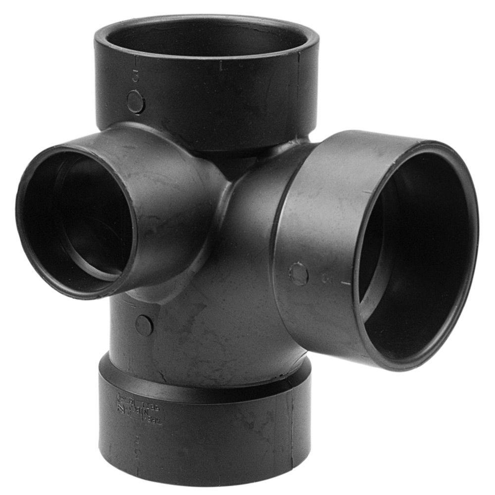 3 inch x 3 inch x 3 inch x 2 inch ABS DWV Hub x Hub x Hub Sanitary Tee