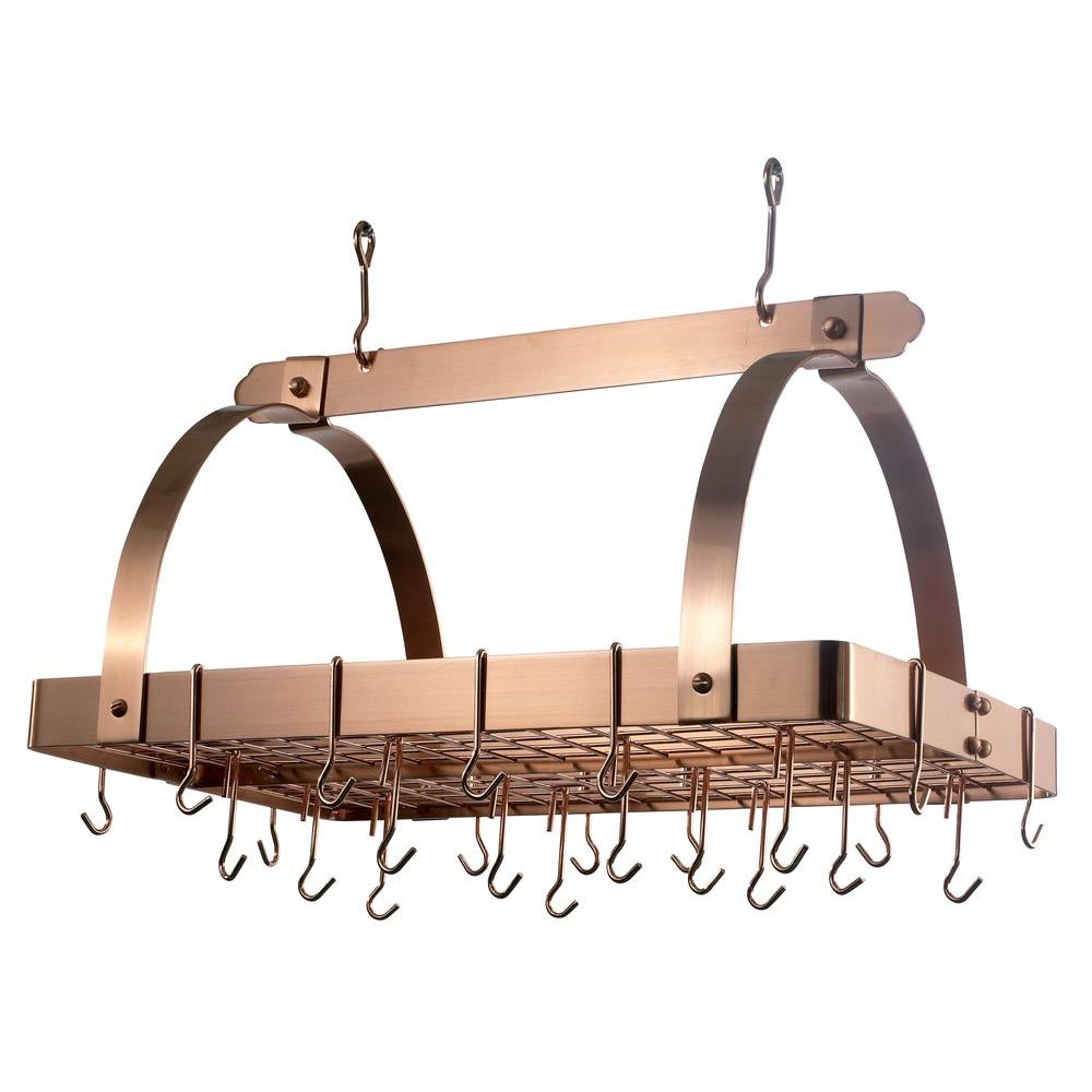 Old Dutch 30 in. x 20.5 in. x 15.75 in. Satin Copper Pot Rack with Grid