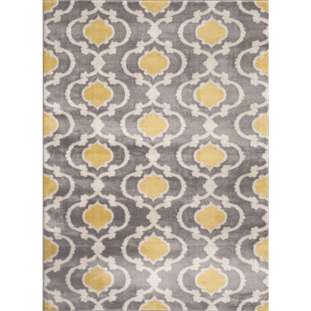 Moroccan Trellis Contemporary Gray/Yellow 9 ft. x 12 ft. Indoor Area