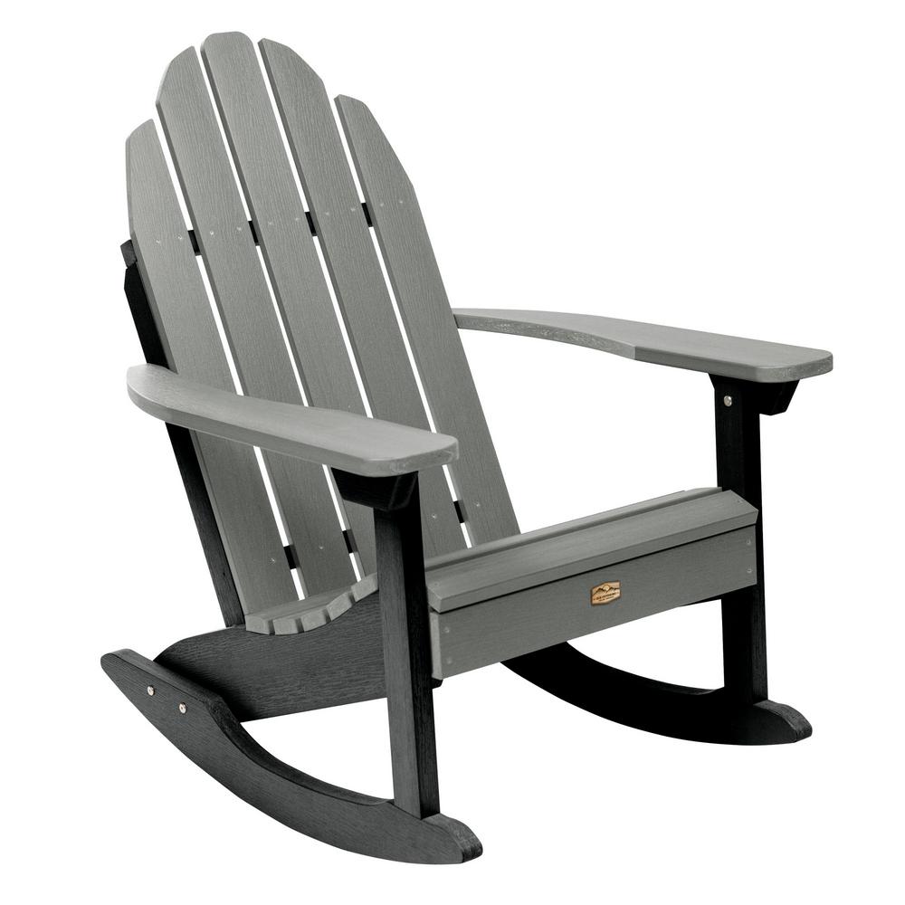 Elk Outdoors Essential Flint Recycled Plastic Outdoor Adirondack Rocking Chair Eo Roccw2 Fln The Home Depot