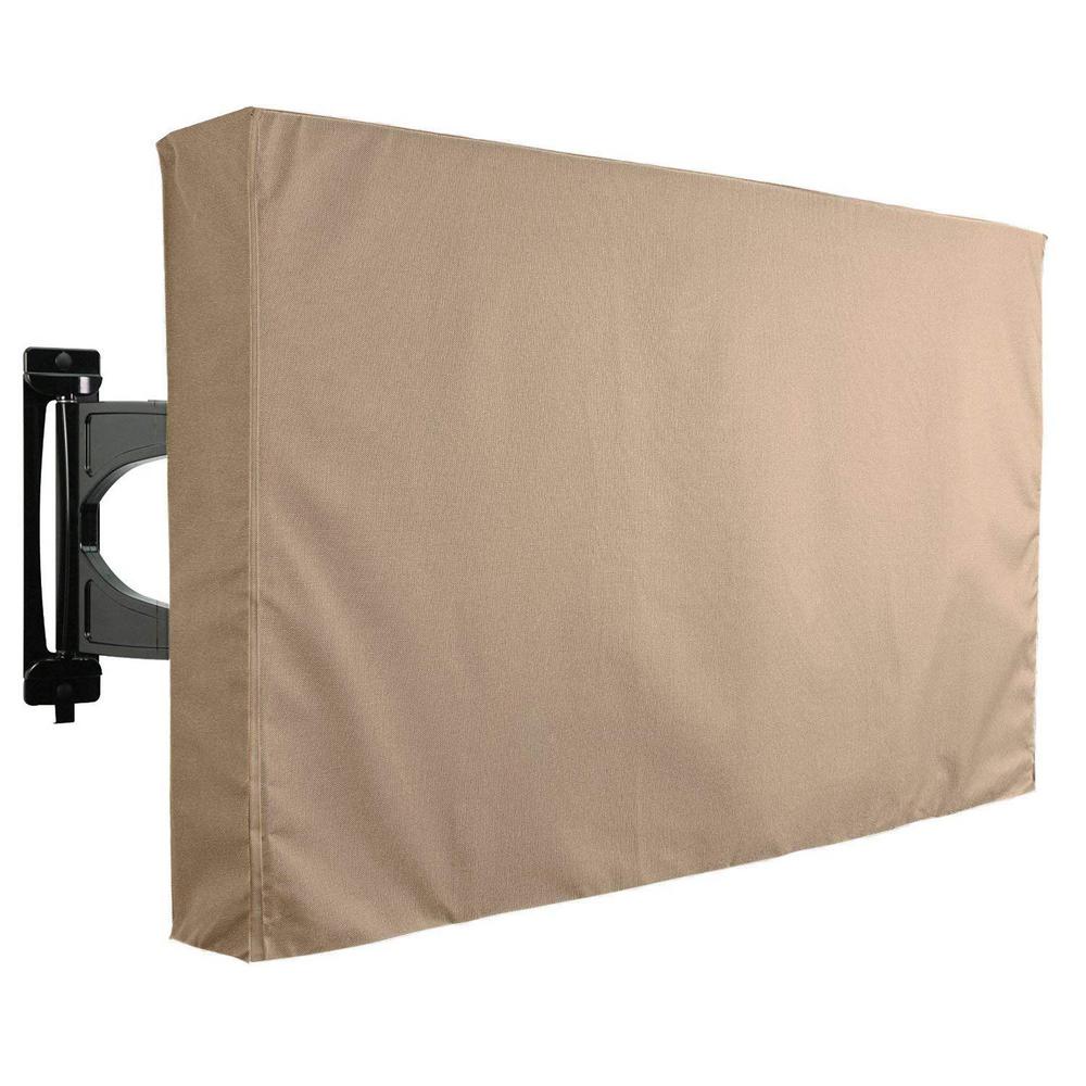 with Bottom Cover Weatherproof Waterproof Protection with Front Flap Outdoor TV Cover 60-65 inch Screen Cleaner /& Microfiber Cloth Soft Interior