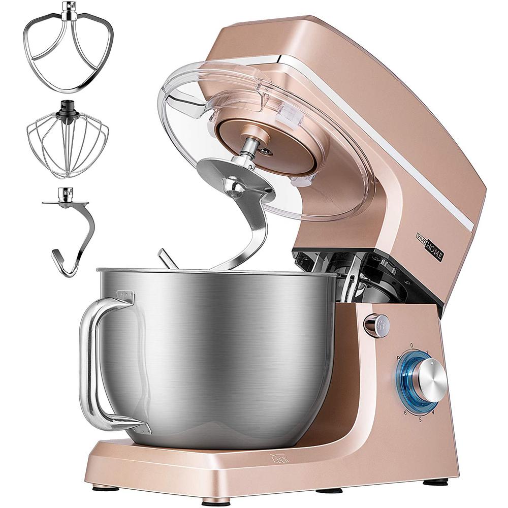 VIVOHOME 7.5 qt. 6 speed Champagne TiltHead Electric Stand Mixer