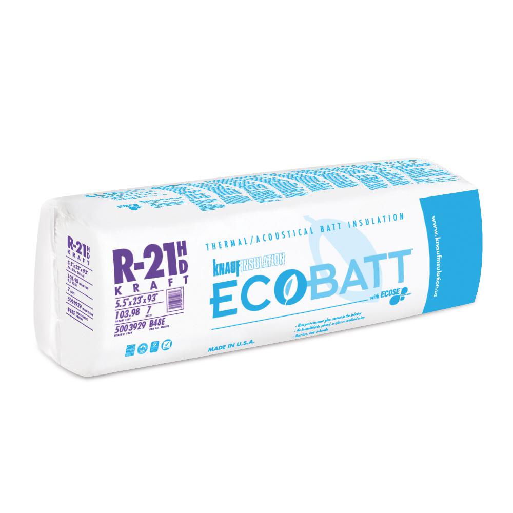 Knauf Insulation R-21 EcoBatt Kraft Faced Fiberglass Insulation Batt High Density 23 in. x 93 in. x 5-1/2 in. (8-Bags)