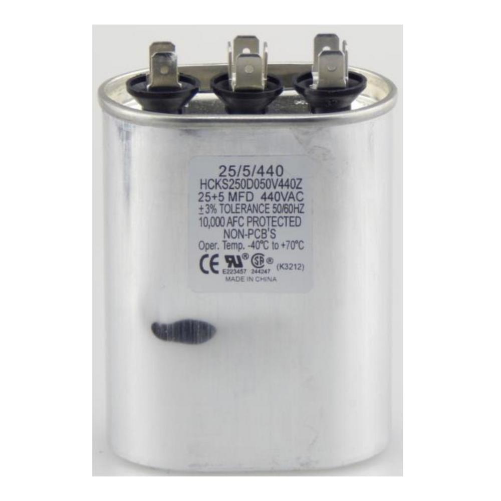 TRADEPRO 45//5 MFD 370//440 VOLT Round DUAL RUN CAPACITOR 45//5//440