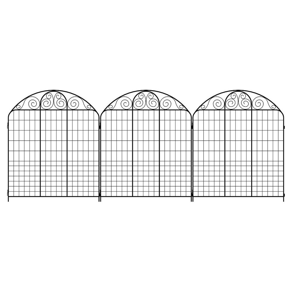Rockdale 43 8 In Black Steel Fence Panel 3 Pack 860244 The