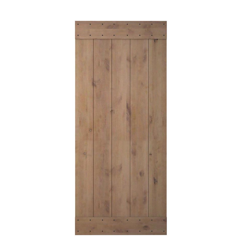 36 In X 84 In Vertical Slat Primed Wood Finish Sliding Barn Door