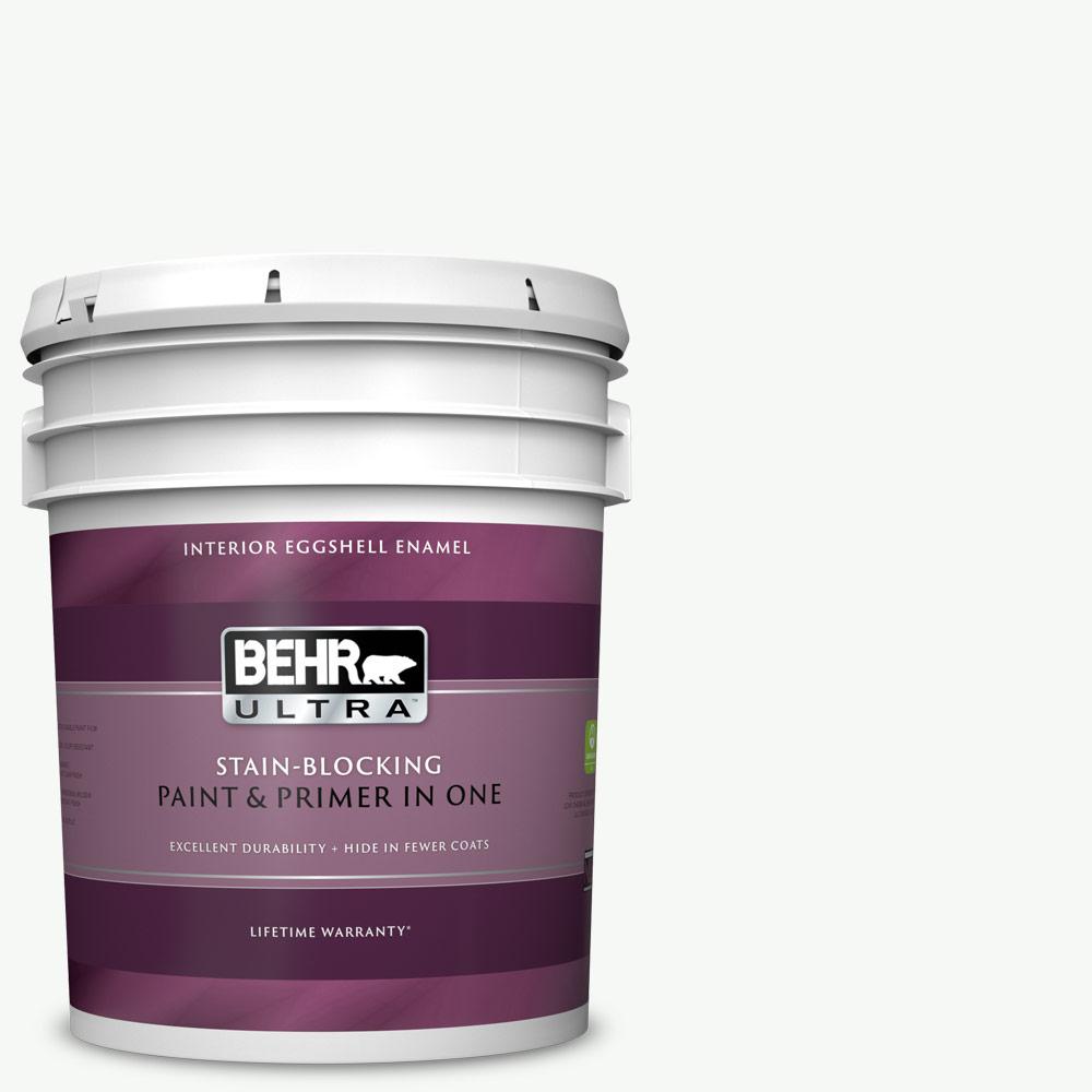 BEHR ULTRA 5 gal. #PR-W15 Ultra Pure White Eggshell Enamel Interior Paint and Primer in One 