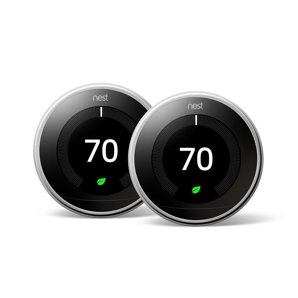 Google Nest Learning Thermostat 3rd Gen In Polished Steel