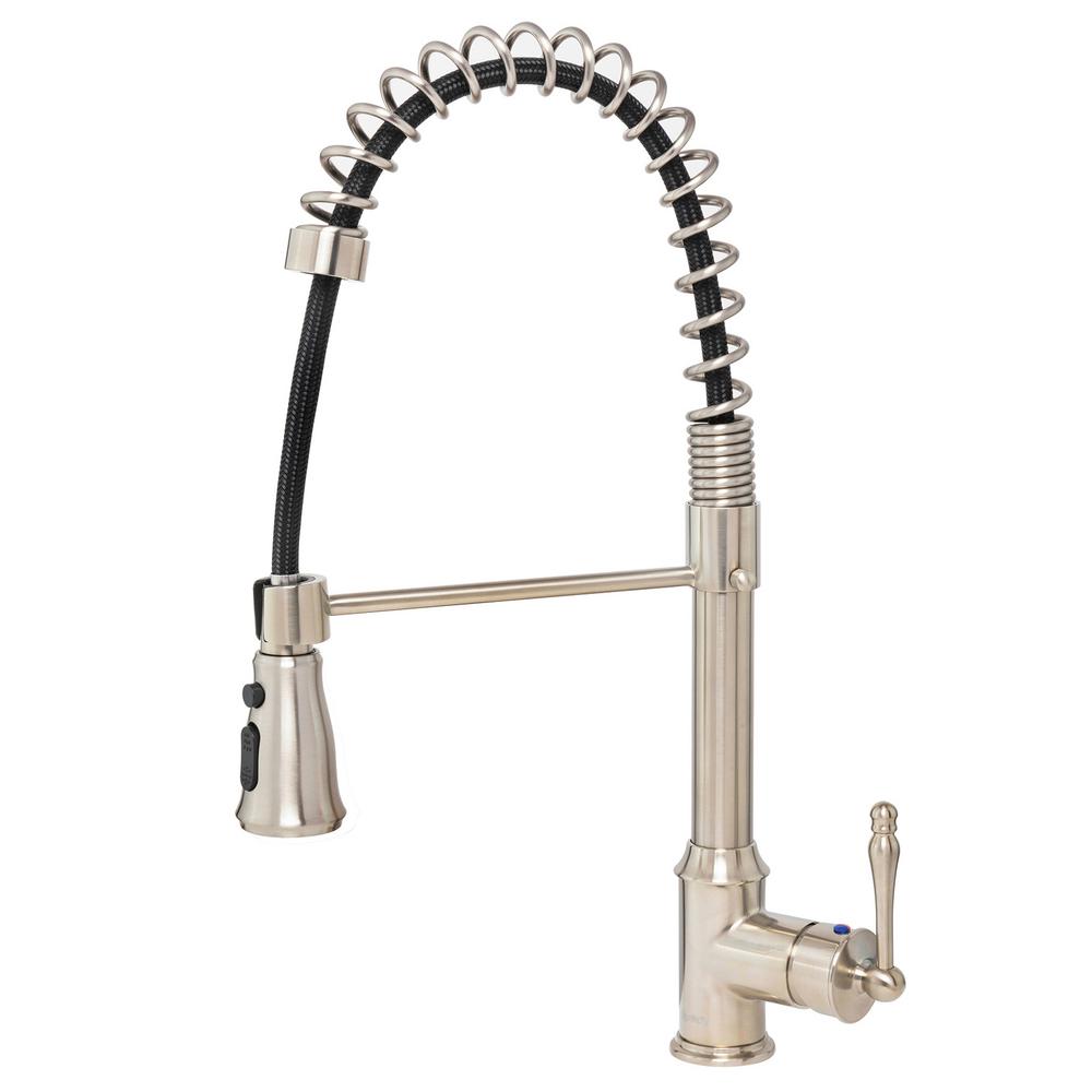 AKDY Commercial-Style Spring Neck Single-Handle Pull-Down Sprayer Kitchen Faucet With 2-function Sprayer in Brushed Nickel was $199.99 now $129.99 (35.0% off)