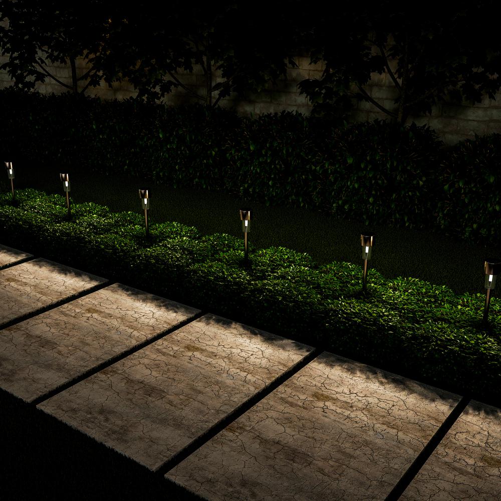 12 2 In Silver Outdoor Integrated Led Landscape Solar Path Lights Landscape Solar Path Lights