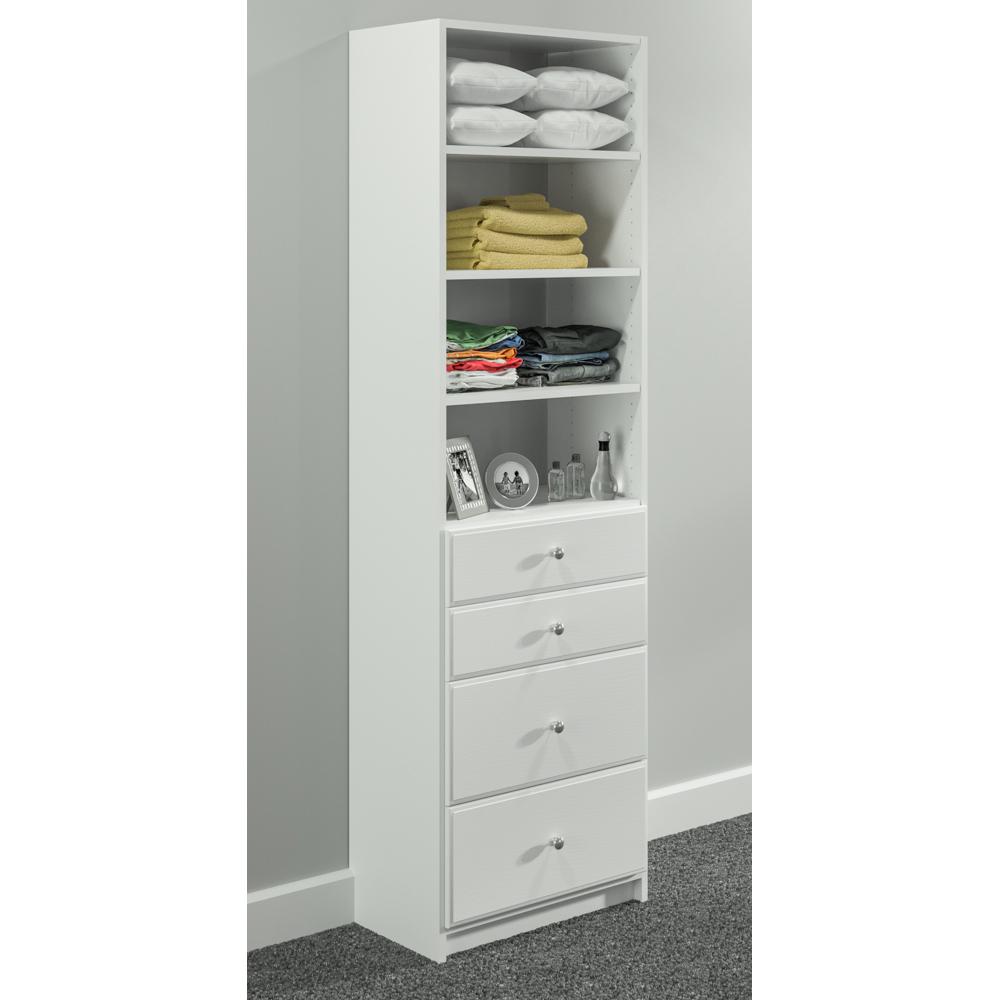 Simplyneu 84 In H X 25 375 In W White Drawer And Shelving Tower