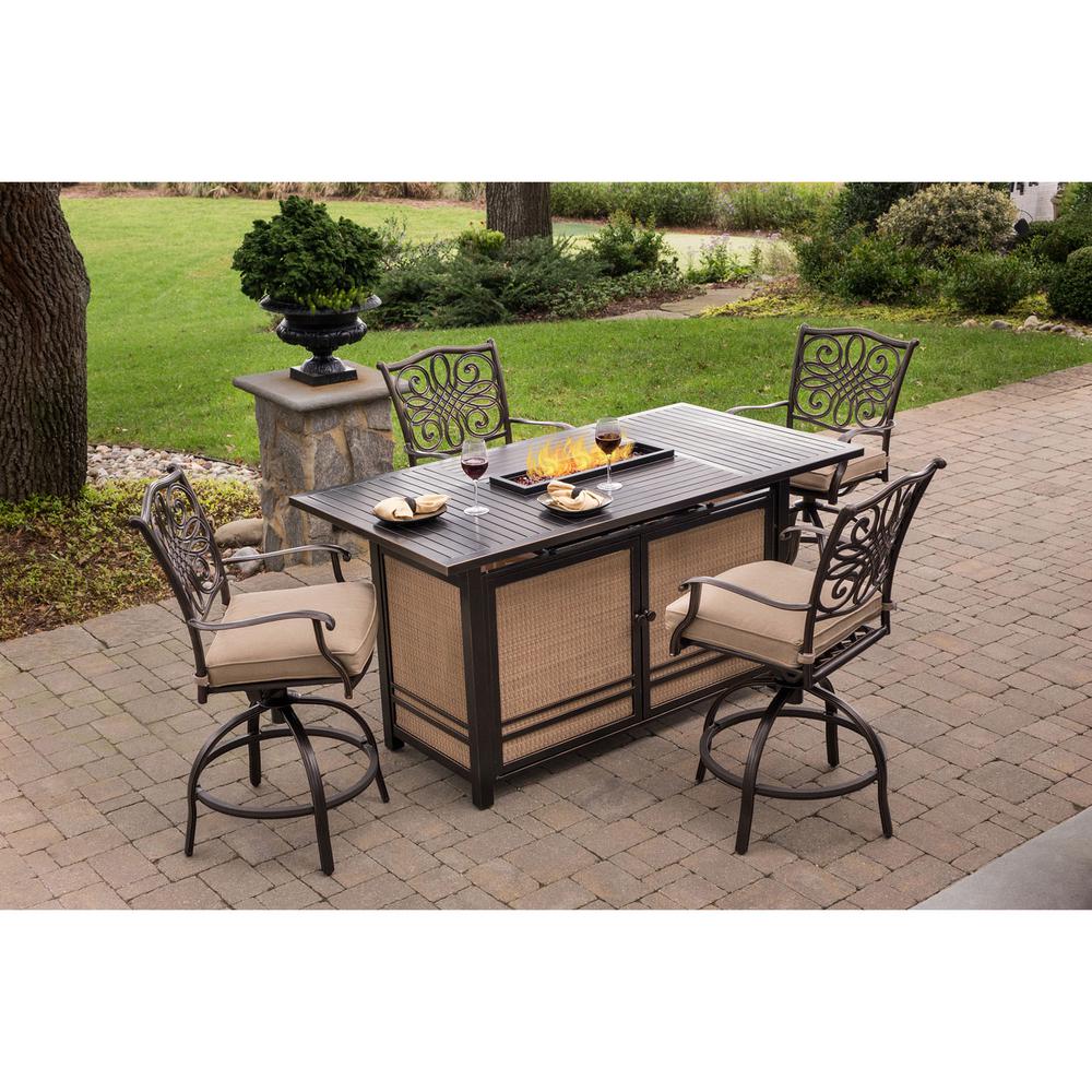 Hanover Traditions 5-Piece Aluminum Rectangular Outdoor High Dining Set ...