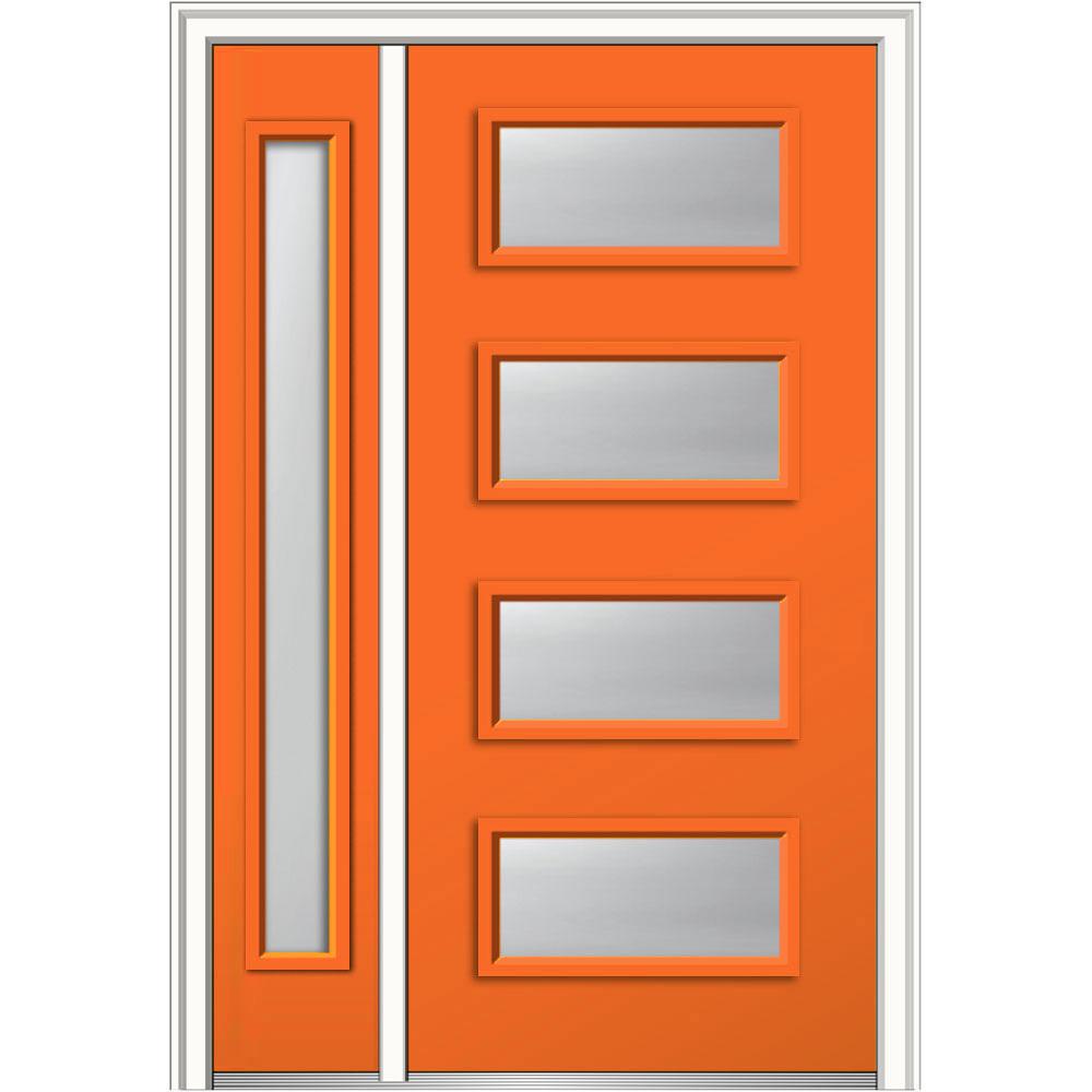 MMI Door 48 in. x 80 in. Celeste Frosted Glass LeftHand Inswing 4Lite