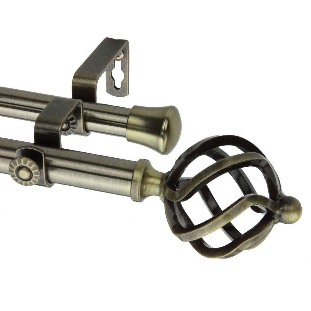 Rod Desyne 120 in. 170 in. Double Telescoping Curtain Rod in Satin