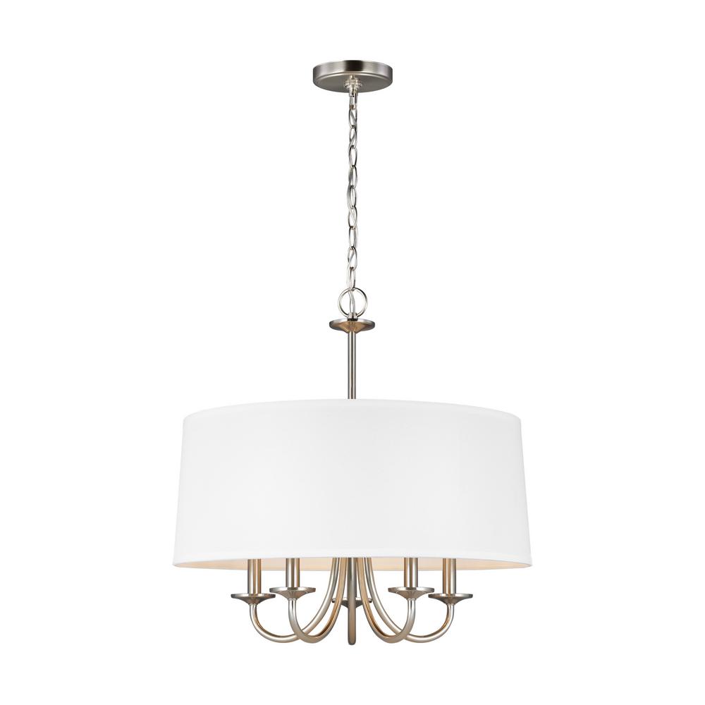 Drum Chandeliers Lighting The Home Depot Seville 21 5 In W Light Brushed Nickel Chandelier