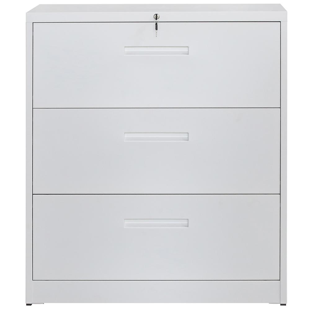 Boyel Living 3 Drawer White Lateral File Cabinet Lockable Heavy Duty Metal File Cabinet Tr Wf192107kaa The Home Depot