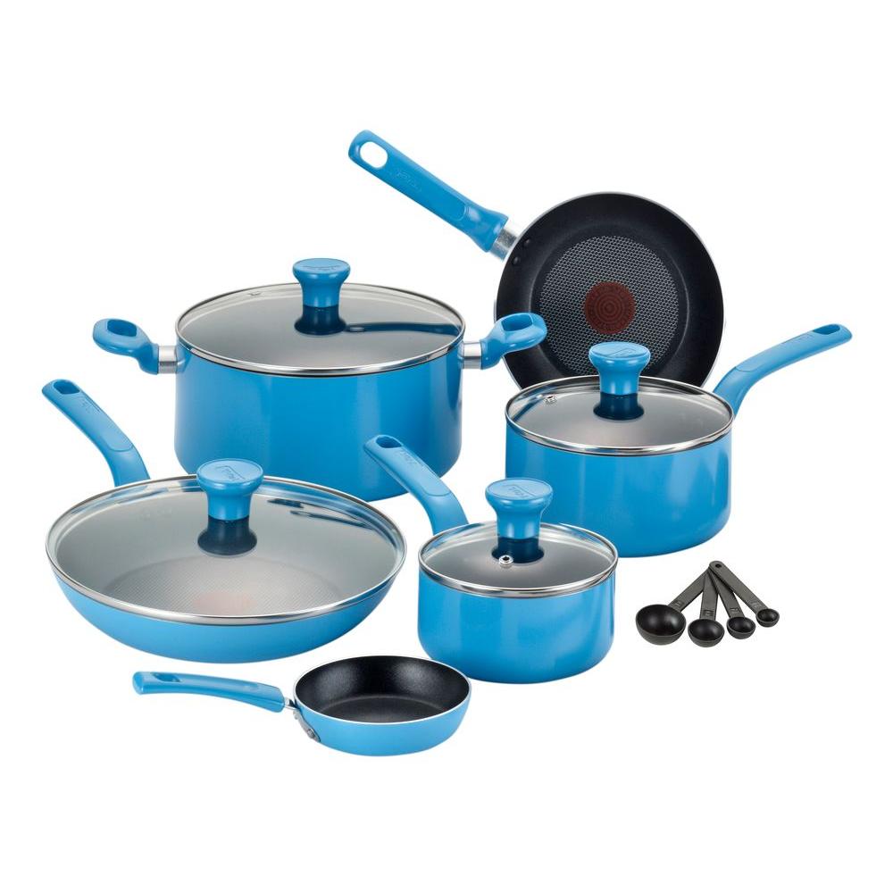 TFal Excite 14Piece Blue Cookware Set with LidsC969SE74 The Home Depot