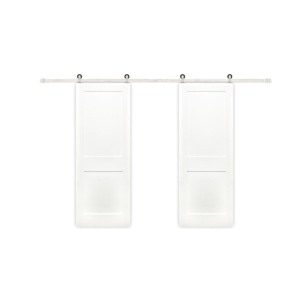 60 X 80 White Barn Doors Interior Closet The Home Depot 60 In X 80 Bi Part Shaker 2 Panel Solid Core
