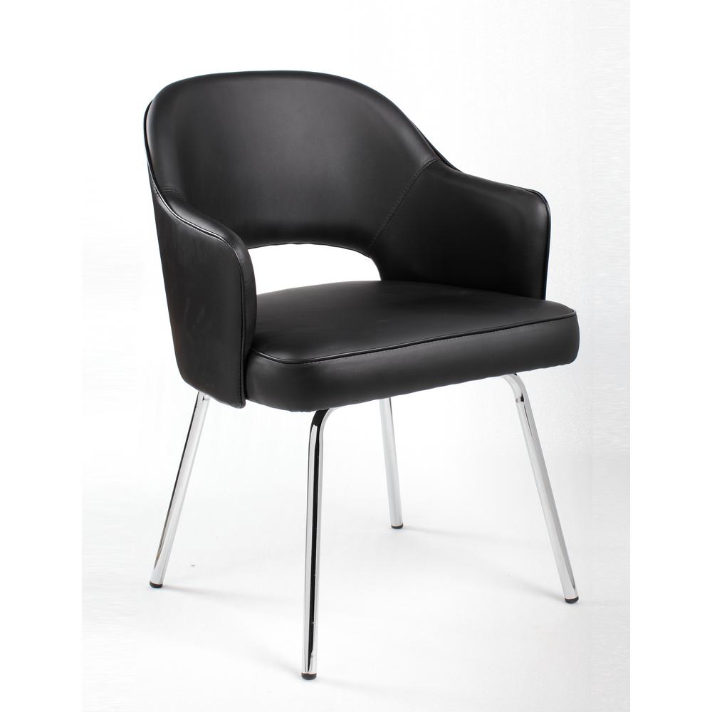 Boss Office Designer Style Guest Chair Black Caressoft Vinyl Chrome Legs B489c Bk The Home Depot