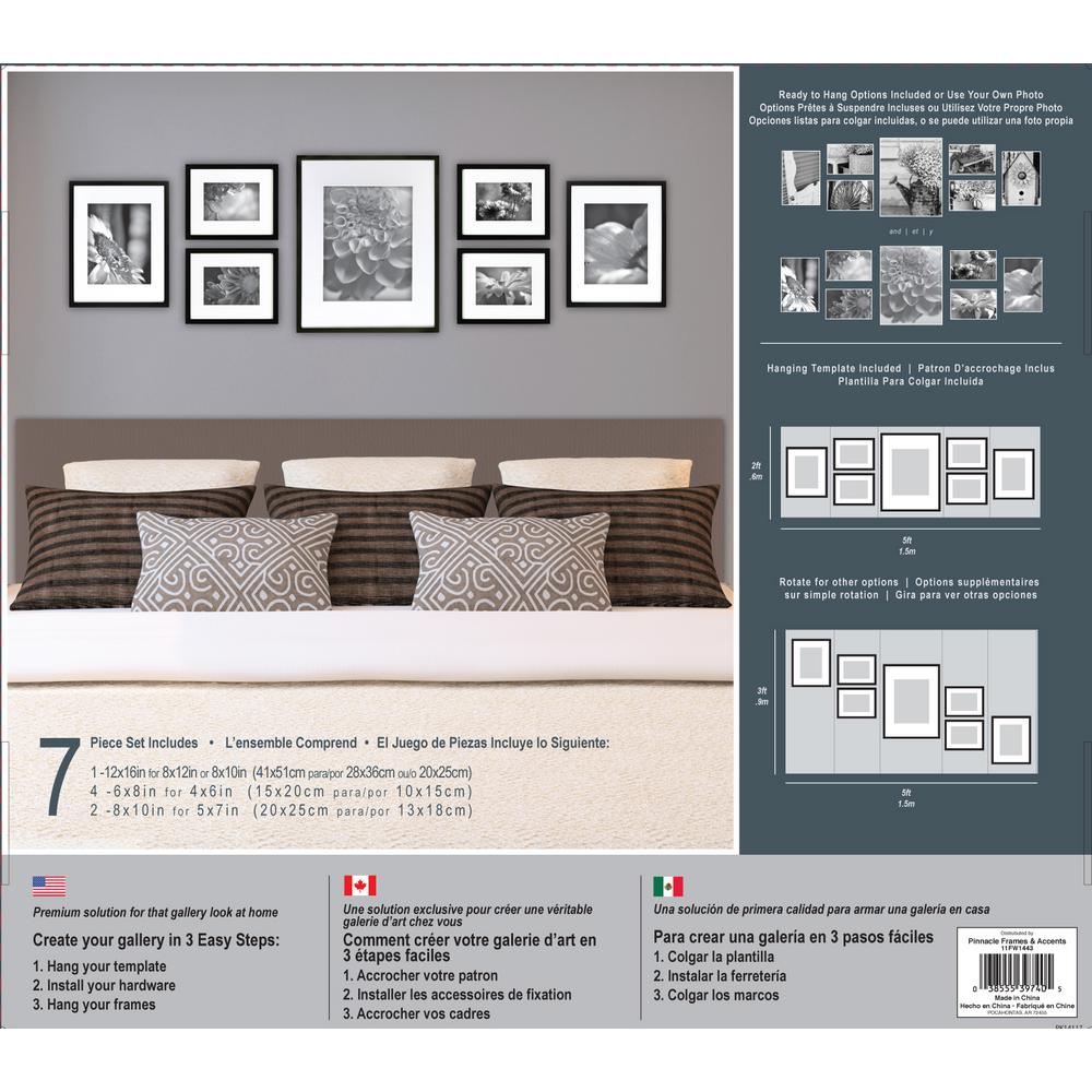 Pinnacle Gallery Perfect 7 Piece Wall Frame Set Black 11fw1443 The Pinnacle Gallery Perfect 7 Piece Wall Frame Set Black 11fw1443 The Home Depot
