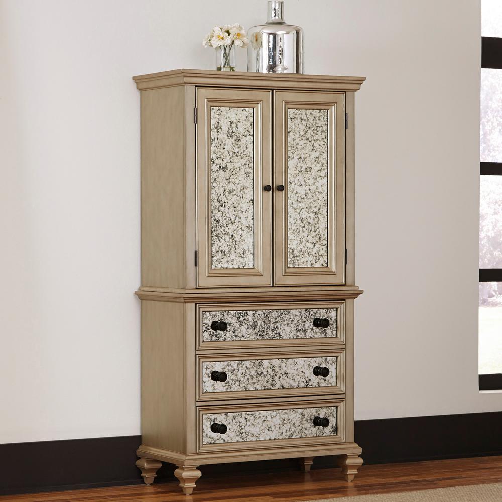 Homestyles Visions Silver Gold Champagne Finish Armoire 5576 45