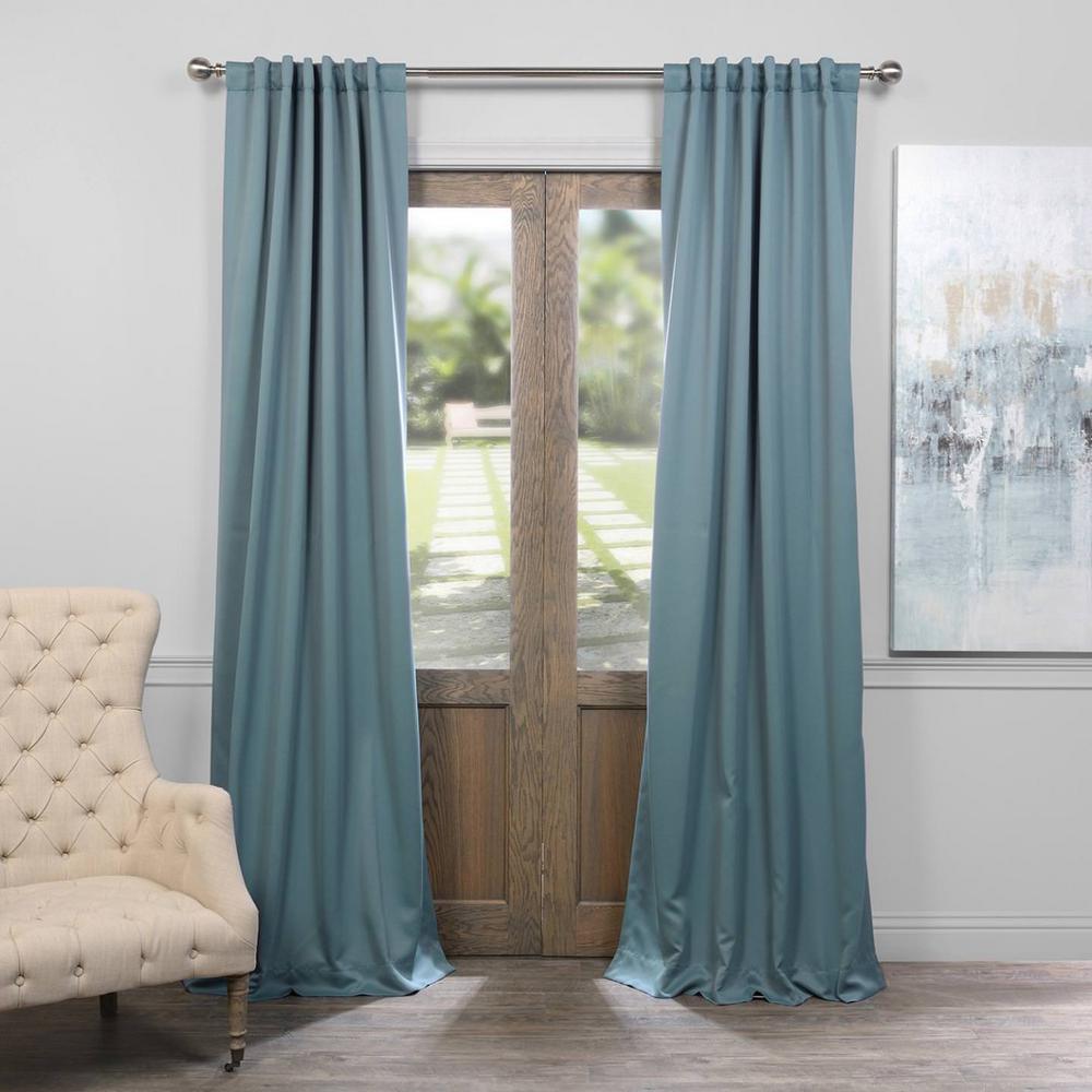 Exclusive Fabrics Furnishings Semi Opaque Dragonfly Teal Blackout Curtain 50 In W X 108 In L Panel Boch 184417 108 The Home Depot