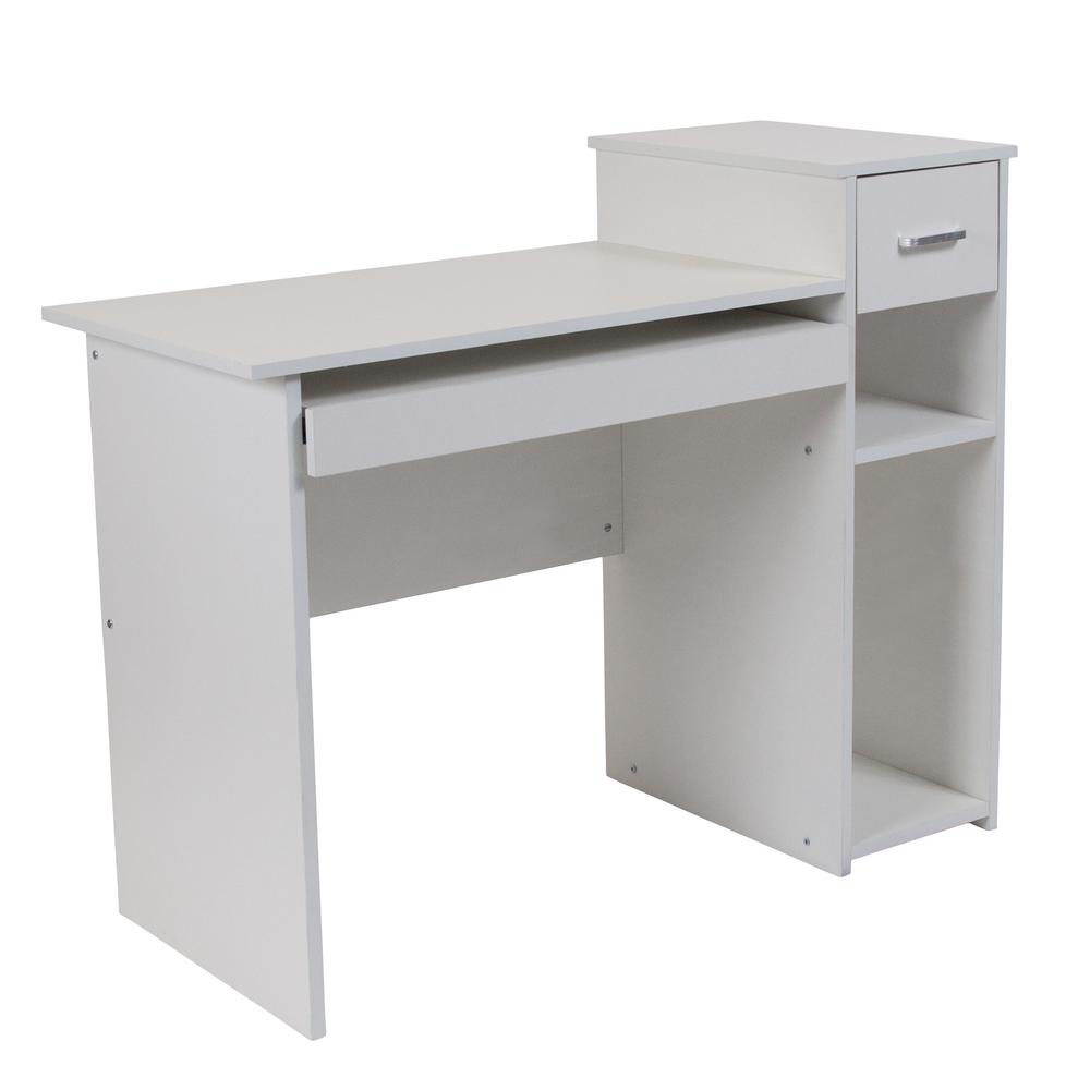 Flash Furniture 42 In White Rectangular 1 Drawer Computer Desk Drawer Computer Desk