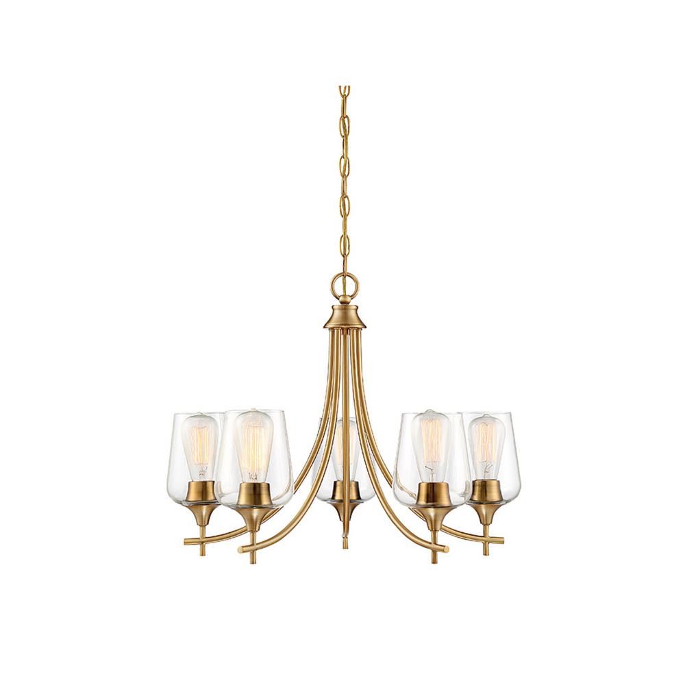 Filament Design 5 Light Warm Brass Chandelier
