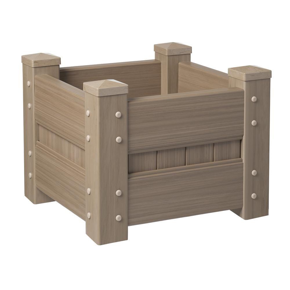 Veranda 24 in. Square Weathered Cedar Vinyl Planter Box