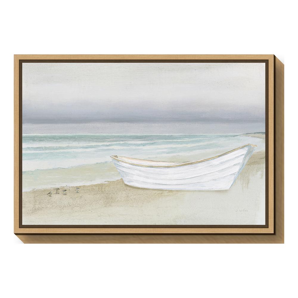 Amanti Art Serene Seaside With Boat By James Wiens Framed Canvas