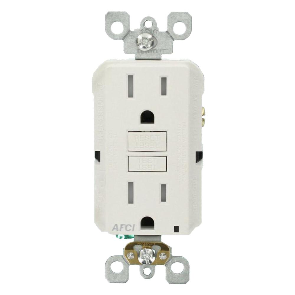 Leviton 15 Amp Tamper Resistant Afci Outlet White 6
