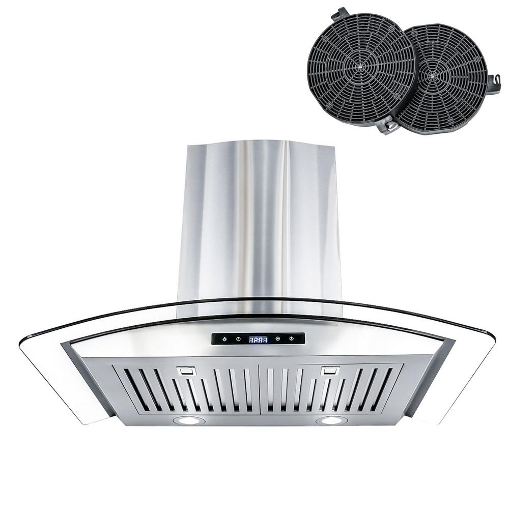 Cosmo 30 in. Ductless Wall Mount Range Hood in Stainless Steel with LED