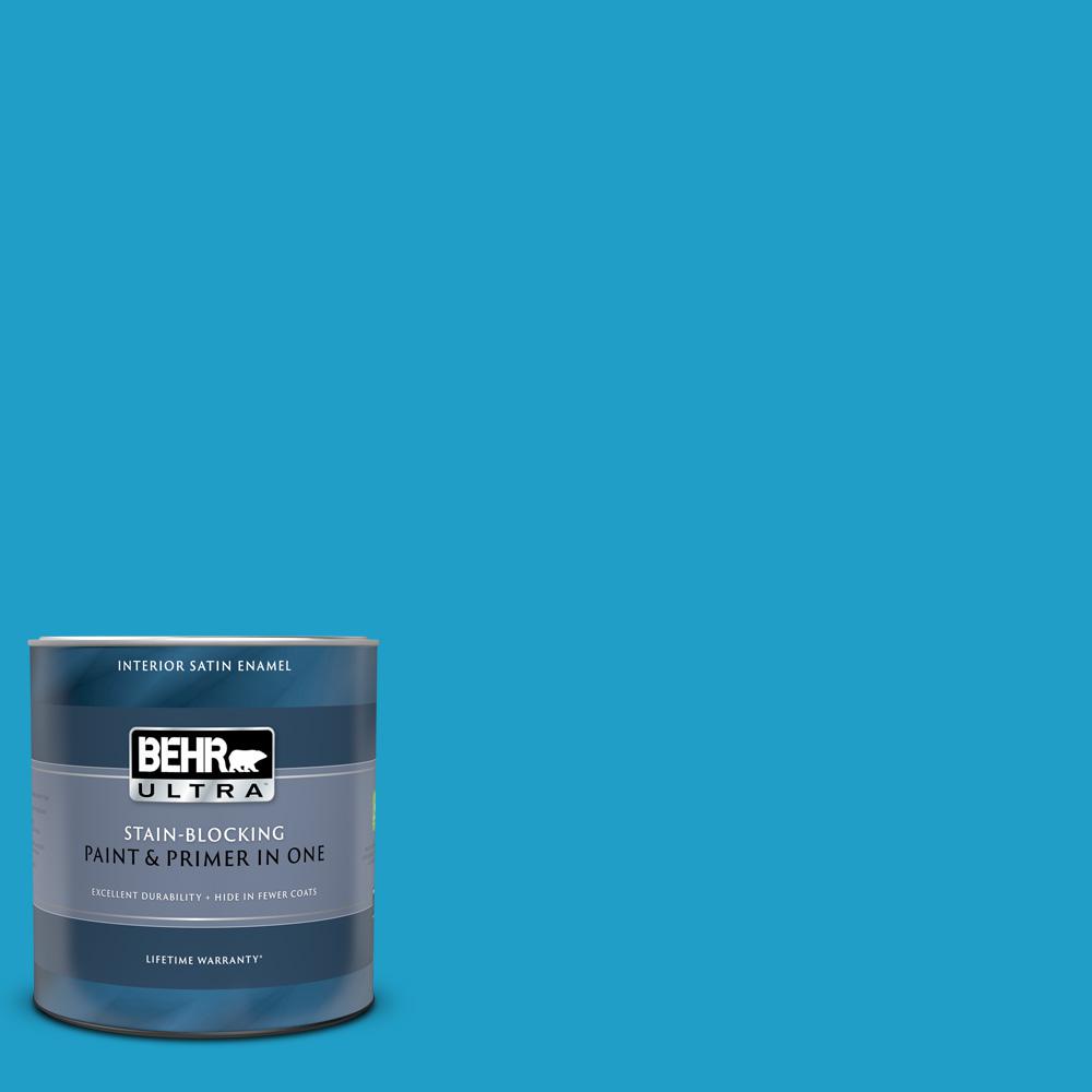 BEHR ULTRA 1 qt. #P490-5 Yucatan Satin Enamel Interior Paint and Primer ...