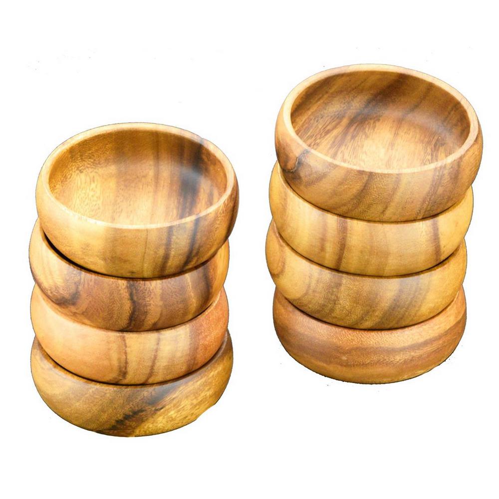 4 In 8 Piece Wooden Round Dip And Nut Bowl Set 4 In 8 Piece Wooden Round Dip And Nut Bowl Set