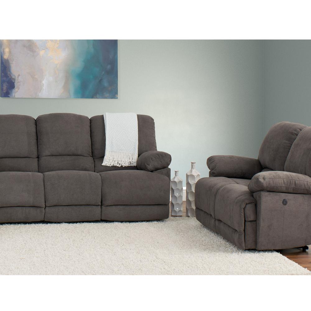 Corliving Lea 2 Piece Grey Chenille Fabric Power Recliner Sofa And Chair Set With Usb Port Lzy 7026